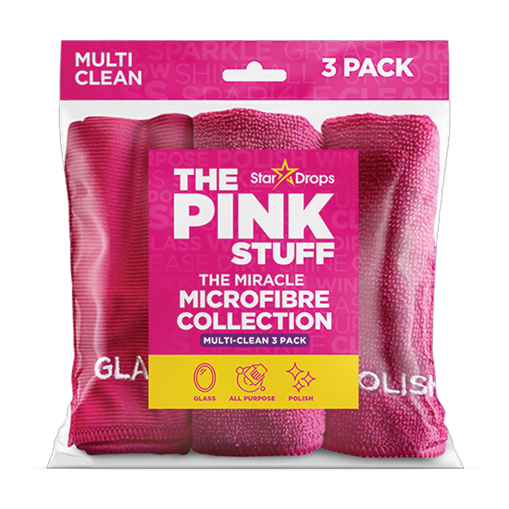 Серветки для прибирання The Pink Stuff The Miracle Microfibre Multi-Clean Collection, 30*30 см, 3 шт